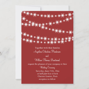 Twinkle Lights Wedding Invitation (red)