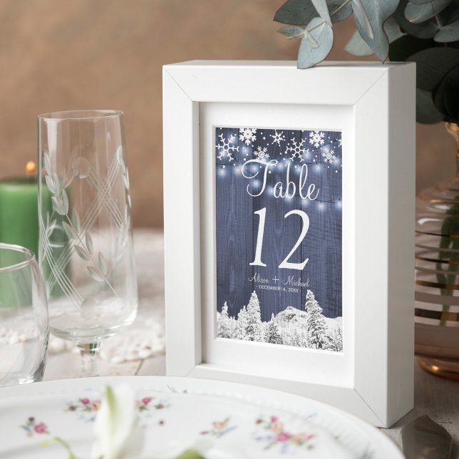 Twinkle lights wonderland snowflakes wedding table number (Creator Uploaded)