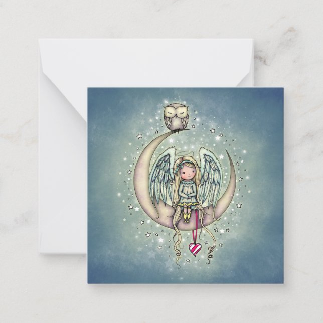 Twinkle Little Angel and Owl Illustrated Art Card (Front)