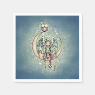 Twinkle Little Angel and Owl Illustrated Art Napkin