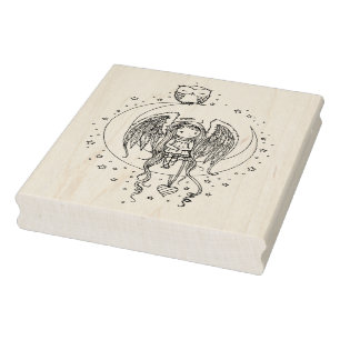 Twinkle Little Angel and Owl Illustrated Art Rubber Stamp