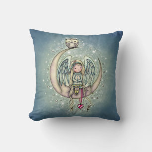 Twinkle Little Angel and Owl Illustration Cushion