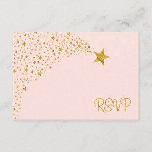 Twinkle Little Shooting Star Pink Gold RSVP Card