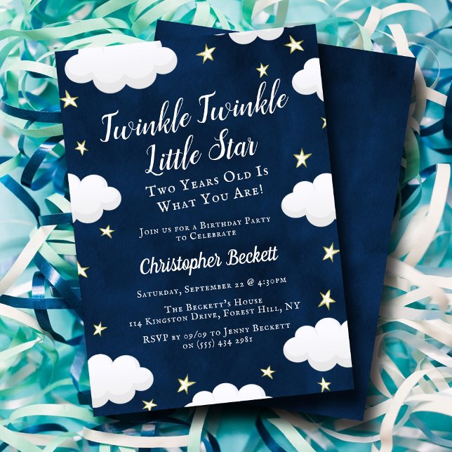 Twinkle Little Star 2nd Birthday Invitation (Creator Uploaded)