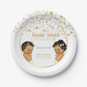 Twinkle Little Star Baby Gender Reveal Ethnic Paper Plate