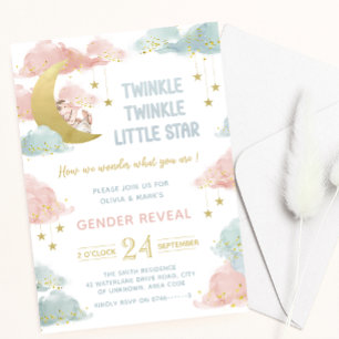 Twinkle little star Baby Gender Reveal Party Invitation