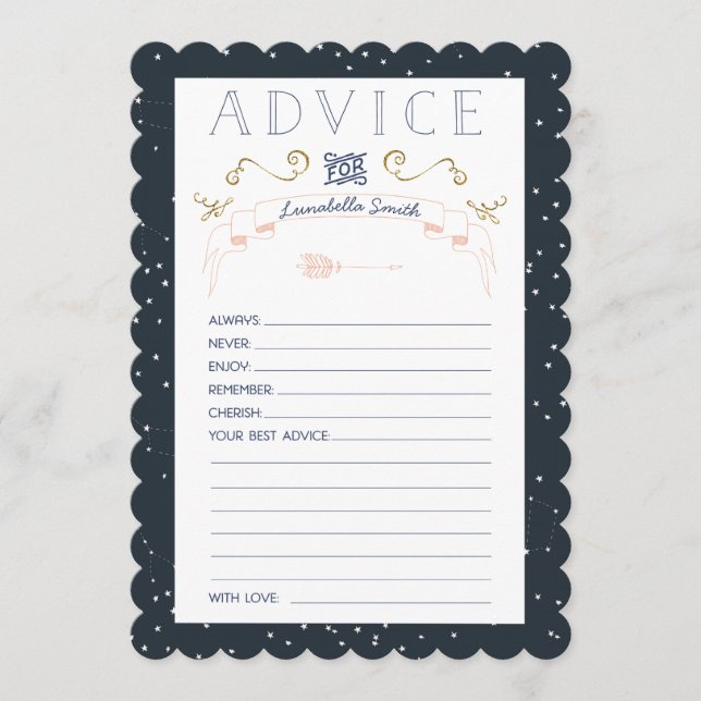 Twinkle Little Star Baby Shower Advice Cards (Front)