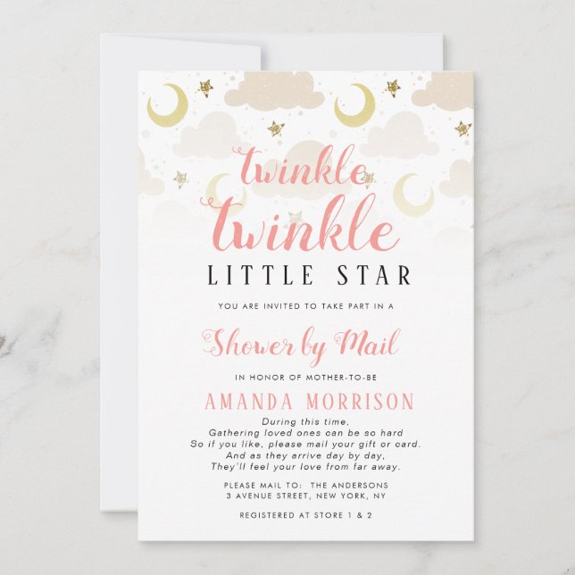 twinkle little star baby shower by mail invitation (Front)