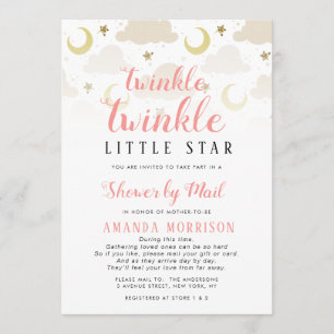 twinkle little star baby shower by mail invitation