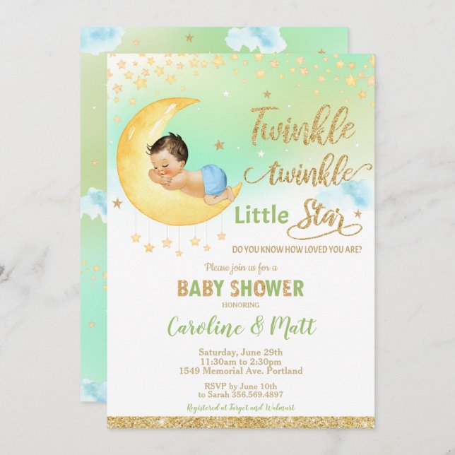 Twinkle Little Star Baby Shower Gender Neutral Invitation (Front/Back)