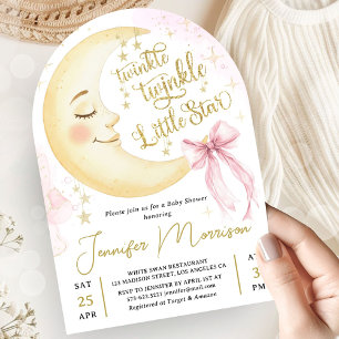 Twinkle Little Star Baby Shower Girl Pink Bow Arch Invitation