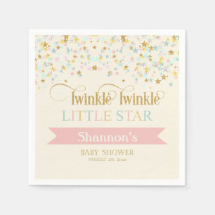 Twinkle Little Star Baby Shower Gold Aqua Pink Napkin