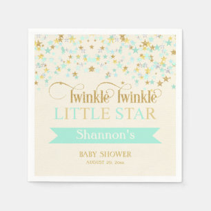 Twinkle Little Star Baby Shower Mint Green Gold Napkin