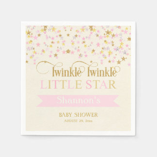 Twinkle Little Star Baby Shower Pink Gold Napkin