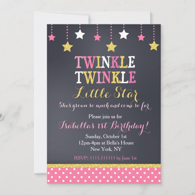 Twinkle Little Star Birthday Invitation (Front)