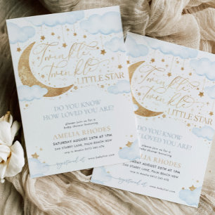 Twinkle Little Star Blue Baby Shower Invitation