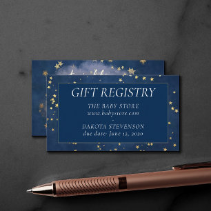 Twinkle Little Star Blue Copper Gold Registry Enclosure Card
