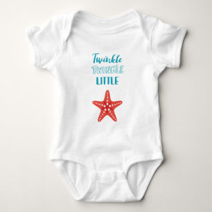 Twinkle Little Star Blue & Coral Nautical Baby Bodysuit