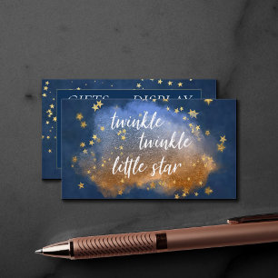 Twinkle Little Star Blue Gold Brown Gift Display Enclosure Card
