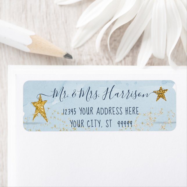 Twinkle Little Star Blue Gold Return Address (Insitu)