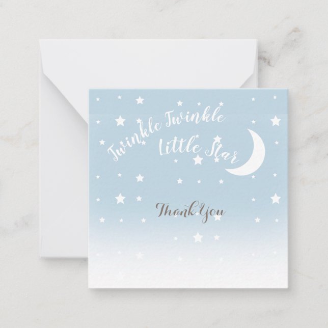 Twinkle little star blue thank you note card (Front)