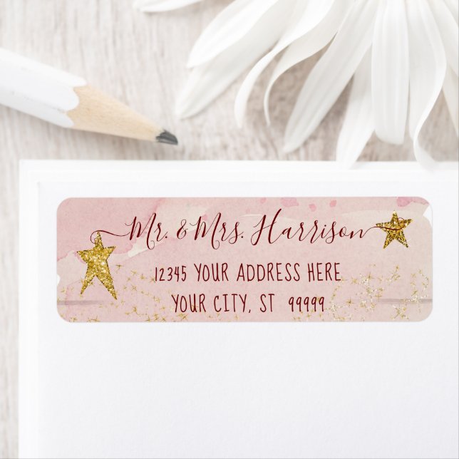 Twinkle Little Star Blush Pink Gold Return Address (Insitu)