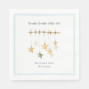 Twinkle Little Star Boho Blue Boy Baby Shower Napkin