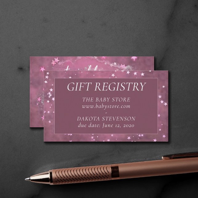 Twinkle Little Star | Bold Pink Mint Baby Registry Enclosure Card (Creator Uploaded)