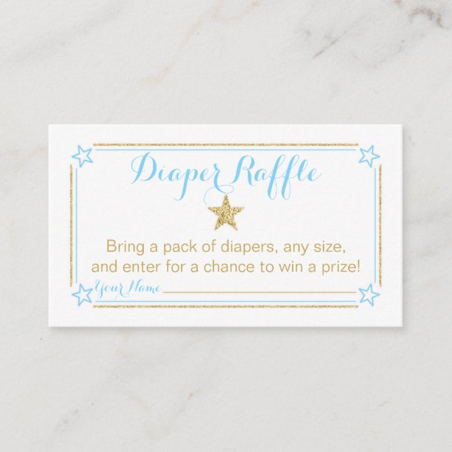 Twinkle Little Star Boy Baby Shower Diaper Raffle Enclosure Card (Front)