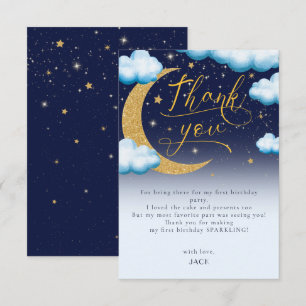 Twinkle Little Star Boy First Birthday Thank You Card