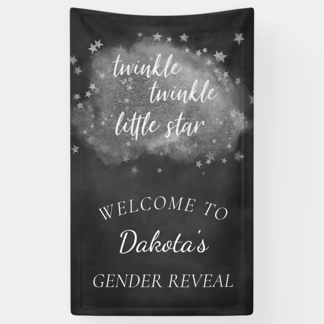Twinkle Little Star | Charcoal Grey and Silver Banner (Vertical)