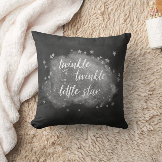 Twinkle Little Star | Charcoal Grey and Silver Cushion (Blanket)