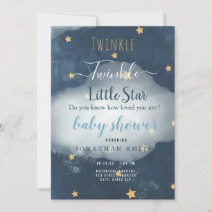 Twinkle Little Star & Cloud Baby Shower Invitation
