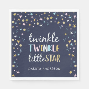 Twinkle Little Star Confetti & Blue Baby Shower Napkin