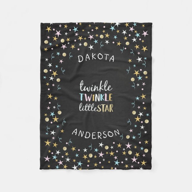 Twinkle Little Star Confetti & Chalk Baby Shower Fleece Blanket (Front)