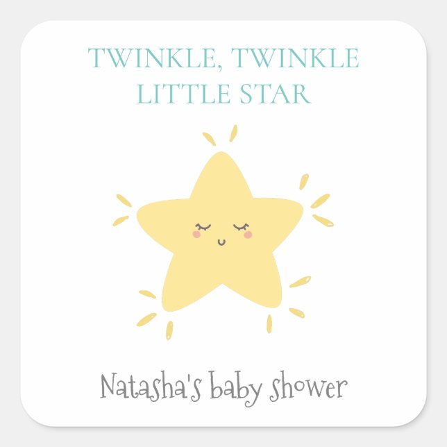 Twinkle Little Star Cute Nursery Rhyme Baby Shower Square Sticker (Front)