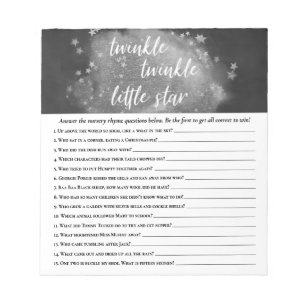 Twinkle Little Star Dark Gray Nursery Rhyme Game Notepad