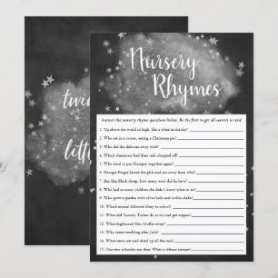 Twinkle Little Star Dark Grey Nursery Rhyme Game Invitation