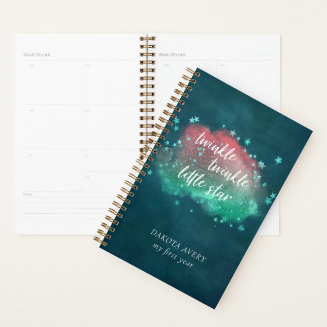 Twinkle Little Star | Dark Teal Coral Baby Book Planner (Display)