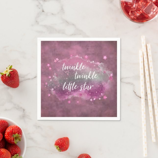 Twinkle Little Star | Dusty Mauve Pink Silver Grey Napkin (Insitu)