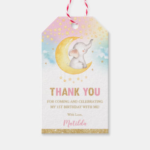 Twinkle Little Star Elephant Gold Thank You Favour Gift Tags