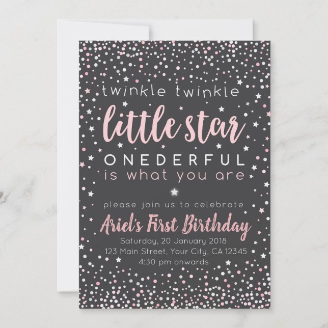Twinkle Little Star First Birthday Invitation (Front)