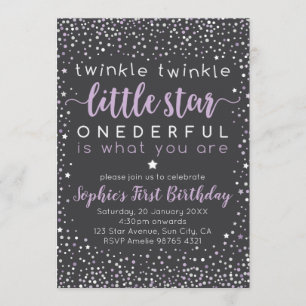 Twinkle Little Star   First Birthday Invitation
