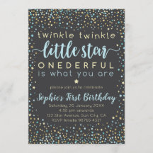Twinkle Little Star | First Birthday Invitation