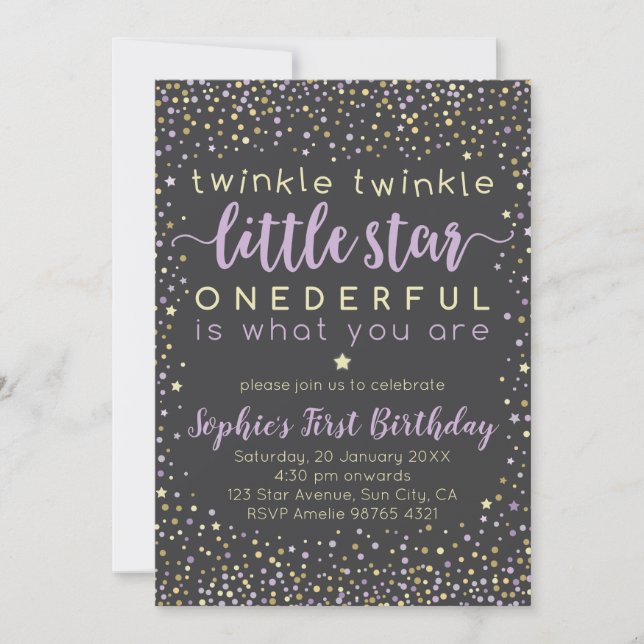 Twinkle Little Star | First Birthday Invitation (Front)