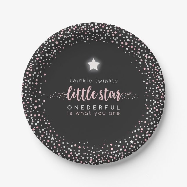 Twinkle Little Star First Birthday Paper Plate (Front)