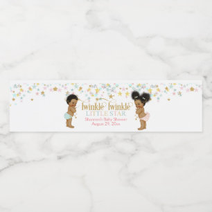 Twinkle Little Star Gender Neutral Ethnic Baby Water Bottle Label