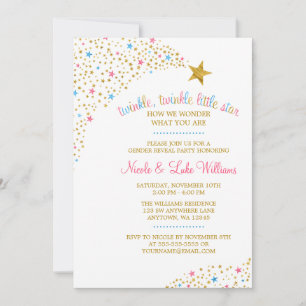 Twinkle Little Star Gender Reveal Baby Shower Invitation