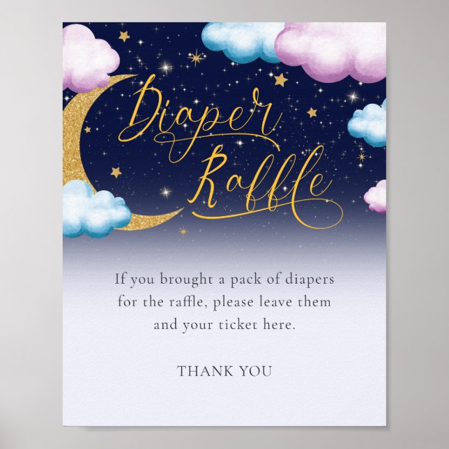 Twinkle Little Star Gender Reveal Diaper Raffle Poster (Front)