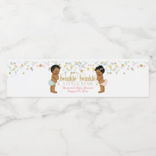 Twinkle Little Star Gender Reveal Ethnic Water Bottle Label